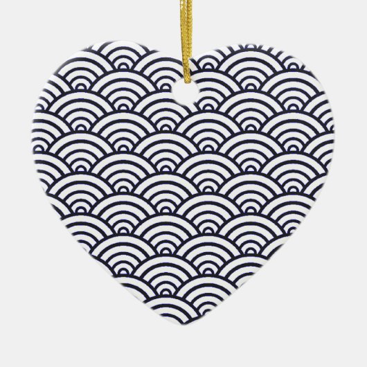 Japans blauw Waves Seigaiha Zee Keramisch Ornament (Voorkant)