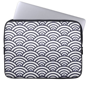 Japans blauw Waves Seigaiha Zee Laptop Sleeve