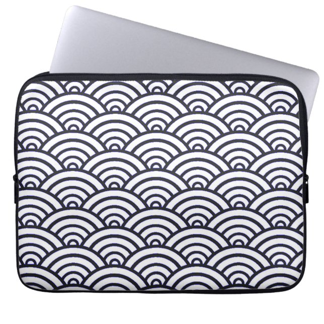 Japans blauw Waves Seigaiha Zee Laptop Sleeve (Voorkant)