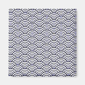 Japans blauw Waves Seigaiha Zee Magneet (Voorkant)