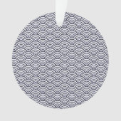Japans blauw Waves Seigaiha Zee Ornament (voorkant)