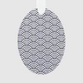 Japans blauw Waves Seigaiha Zee Ornament (voorkant)
