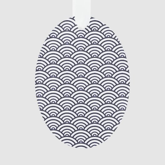 Japans blauw Waves Seigaiha Zee Ornament (voorkant)
