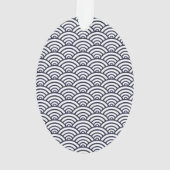 Japans blauw Waves Seigaiha Zee Ornament (achterkant)
