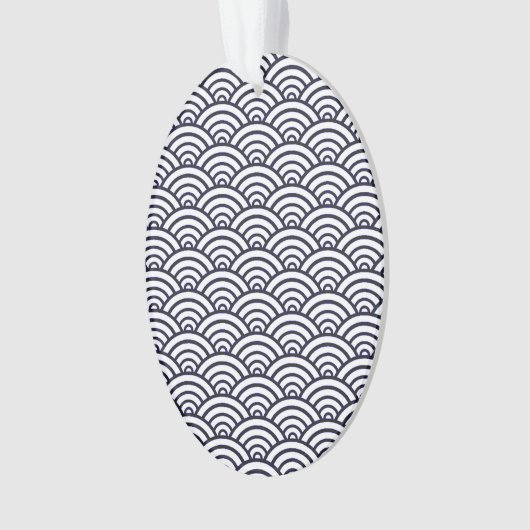Japans blauw Waves Seigaiha Zee Ornament (voorkant)