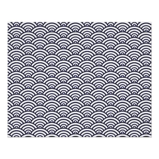 Japans blauw Waves Seigaiha Zee Perfect Poster (Voorkant)