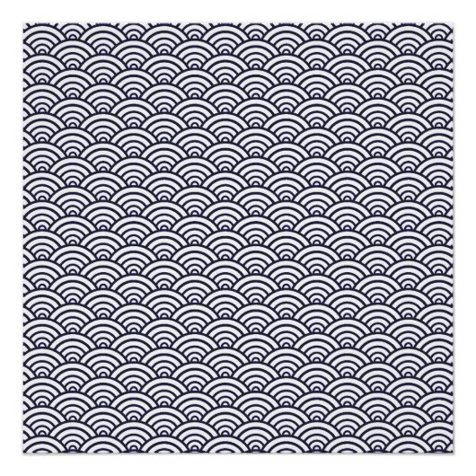 Japans blauw Waves Seigaiha Zee Poster (Voorkant)