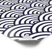 Japans blauw Waves Seigaiha Zee Poster (Hoek)