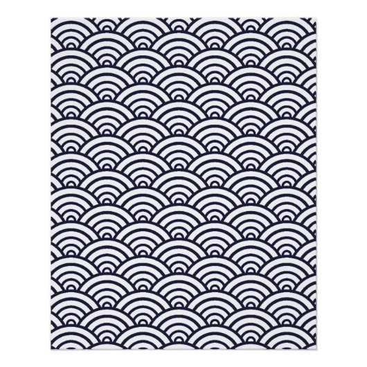 Japans blauw Waves Seigaiha Zee Poster (Voorkant)