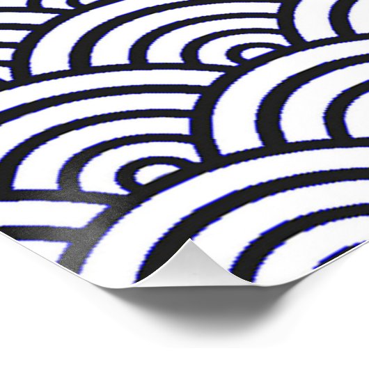 Japans blauw Waves Seigaiha Zee Poster (Hoek)