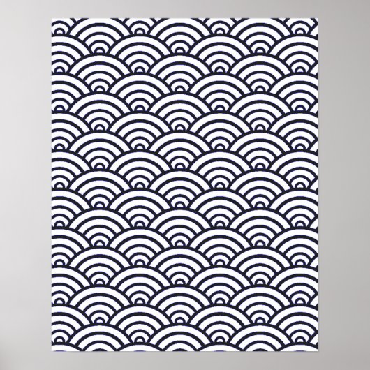 Japans blauw Waves Seigaiha Zee Poster (Voorkant)