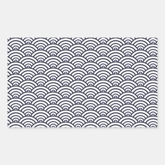 Japans blauw Waves Seigaiha Zee Rechthoekige Sticker (Voorkant)