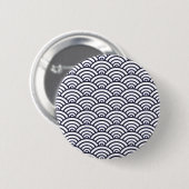 Japans blauw Waves Seigaiha Zee Ronde Button 5,7 Cm (Voorkant /achterkant)