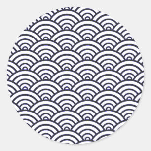 Japans blauw Waves Seigaiha Zee Ronde Sticker