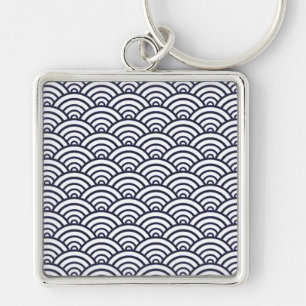 Japans blauw Waves Seigaiha Zee Sleutelhanger