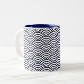 Japans blauw Waves Seigaiha Zee Tweekleurige Koffiemok (Voorkant links)