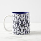 Japans blauw Waves Seigaiha Zee Tweekleurige Koffiemok (Links)