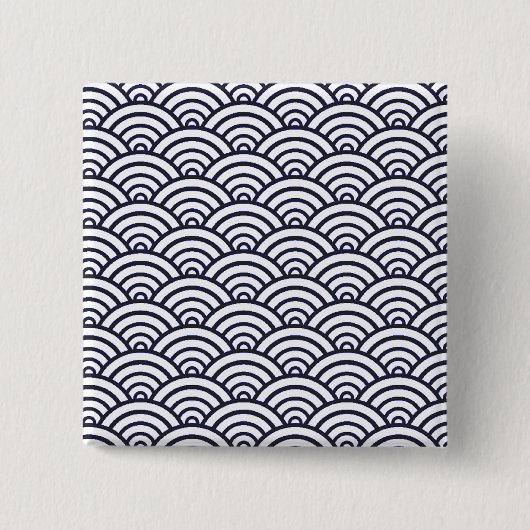 Japans blauw Waves Seigaiha Zee Vierkante Button 5,1 Cm (Voorkant)