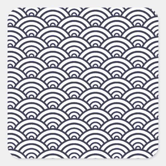 Japans blauw Waves Seigaiha Zee Vierkante Sticker (Voorkant)