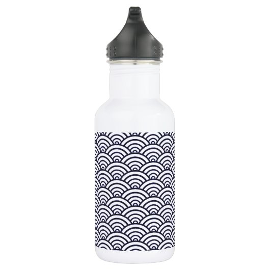 Japans blauw Waves Seigaiha Zee Waterfles (Rechts)