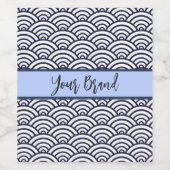Japans blauw Waves Seigaiha Zee Wijn Etiket (Enkel label)