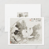 Japans bloeiende lotus (19e eeuw)  pai notitiekaartje (Voorkant / Achterkant)