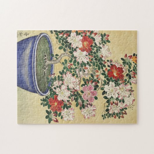 Japans bloemen Azalea Bonsai Art Legpuzzel (Horizontaal)