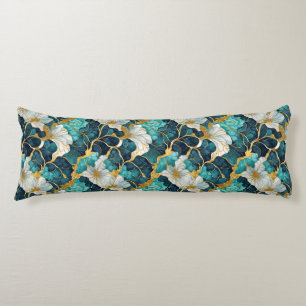 Japans Bloemen Blauwgroen Goud Lichaam Kussen