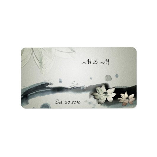 Japans Bloemen Bruiloft Label (Voorkant)