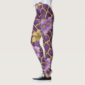 Japans Bloemen Paarse Gouden Leggings (Links)