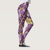 Japans Bloemen Paarse Gouden Leggings (Rechts)