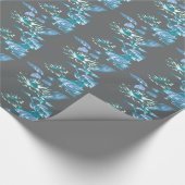 Japans Bloemen Pastel Blauwgroen & Grijs Cadeaupapier (Hoek)