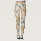 Japans Bloemen Roze en Gouden Leggings (Voorkant)