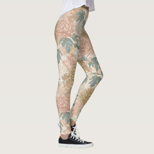 Japans Bloemen Roze en Gouden Leggings (Rechts)