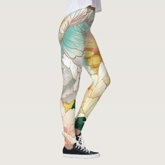 Japans Bloemen Turquoise Gouden Leggings (Rechts)