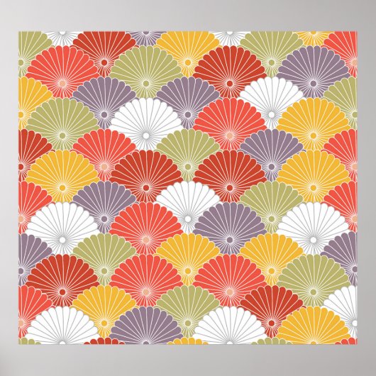 Japans Bloemengolf: Kleurrijke Vintage Poster (Voorkant)