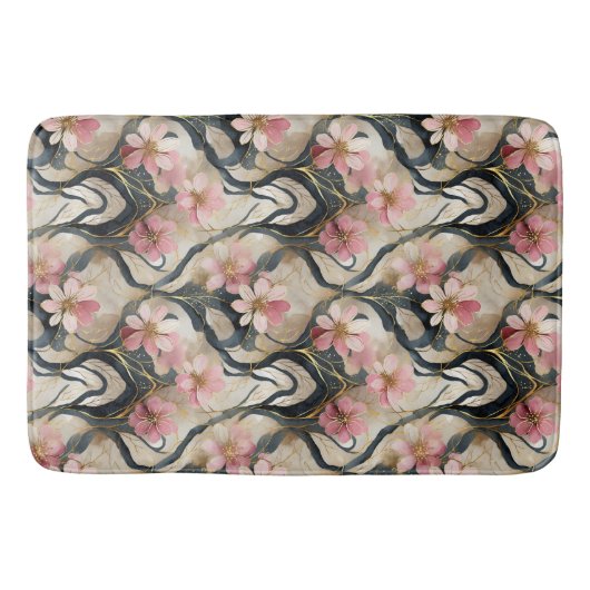 Japans Bloemenroze goud Badmat (Voorkant)