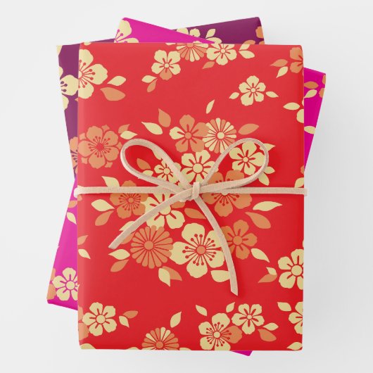 Japans Bloemmengelpatroon Inpakpapier Vel (In situ)