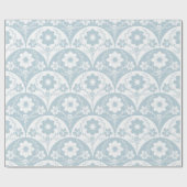 Japans bloempatroon in zachte blauwe en witte tint cadeaupapier (Vlak)