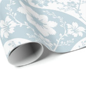 Japans bloempatroon in zachte blauwe en witte tint cadeaupapier (Rol Hoek)