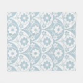 Japans bloempatroon in zachte blauwe en witte tint fleece deken (Voorkant (Horizontaal))