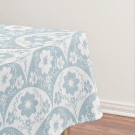 Japans bloempatroon in zachte blauwe en witte tint tafelkleed