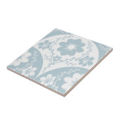 Japans bloempatroon in zachte blauwe en witte tint tegeltje (Zijkant)