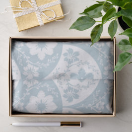 Japans bloempatroon in zachte blauwe en witte tint tissuepapier