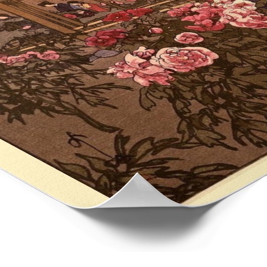 Japans Bloemtuin Mensen Scène Poster Print (Hoek)