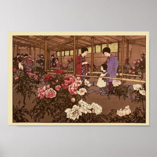 Japans Bloemtuin Mensen Scène Poster Print (Voorkant)