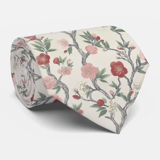 Japans Bloemtuinpatroon Stropdas (Opgerold)