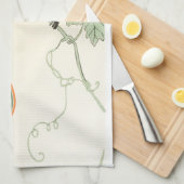 Japans Blok Print Vogel Sinaasappel Fruit Monogram Theedoek (Quarter Fold)