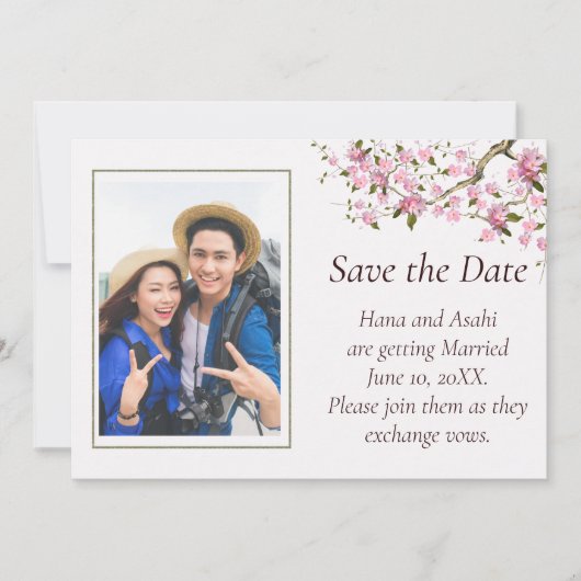 Japans Blossom Wedding Save The Date Kaart (Voorkant)