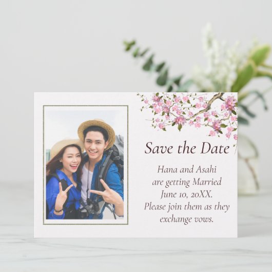 Japans Blossom Wedding Save The Date Kaart (Staand voorkant)